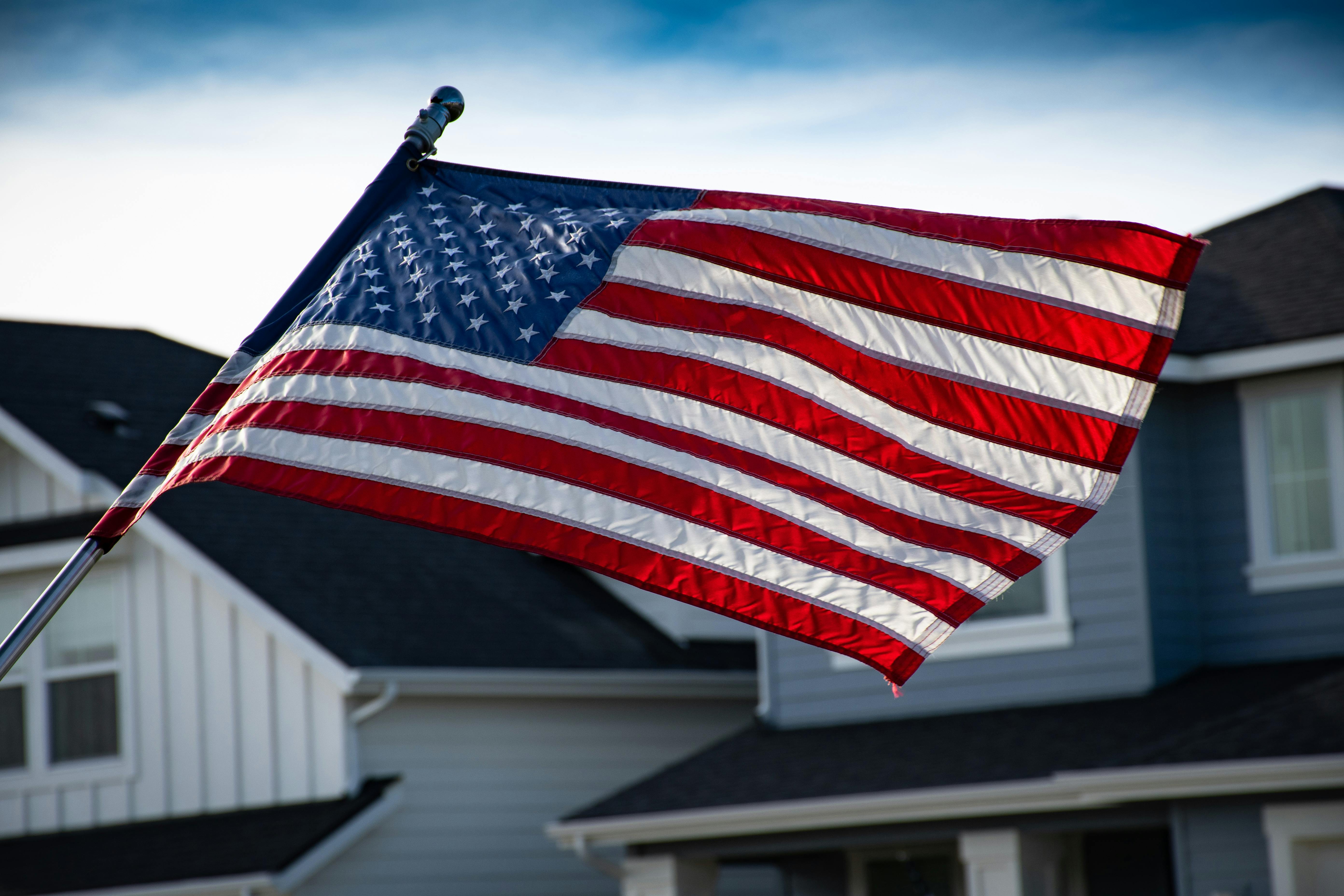 Military family home with American flag in North Texas